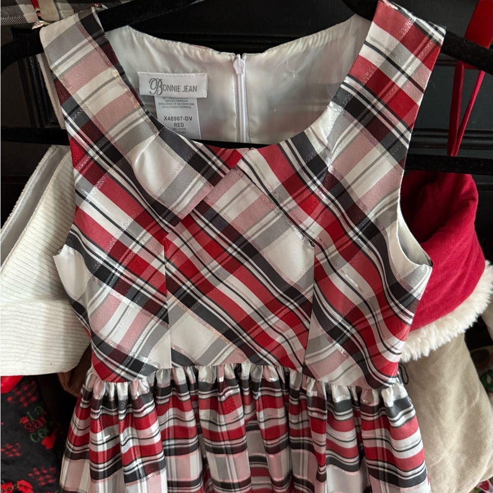 Bonnie Jean Christmas Holiday Plaid Sleeveless Party Dress  8 - Picture 2 of 9